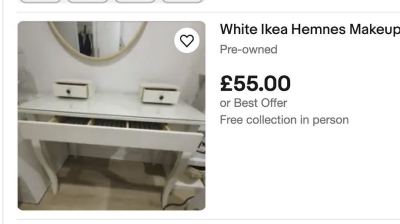 White IKEA Hemnes makeup table (she/her)